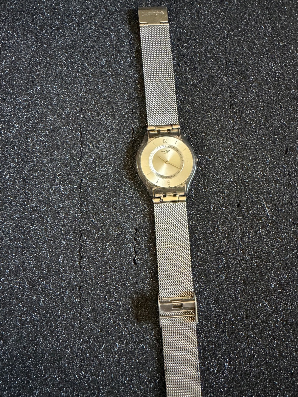 Vintage Swatch Silver Metal Knit Watch
